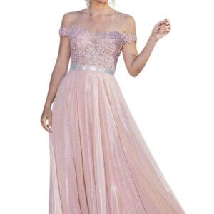 NWT Dancing Queen 4222 Prom Dress Satin Purple in Sze M